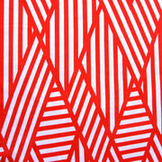 Abstract Block Stripe Cotton Lycra Knit Fabric, Red Colorway