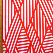 Abstract Block Stripe Cotton Lycra Knit Fabric, Red Colorway