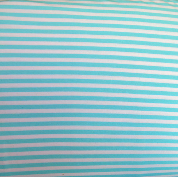 Aqua and White 3/16" wide Stripe Cotton Lycra Knit Fabric
