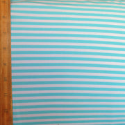 Aqua and White 3/16" wide Stripe Cotton Lycra Knit Fabric