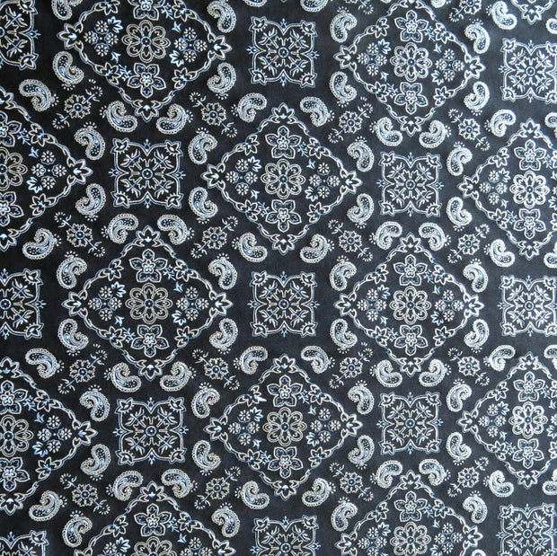 Bandana Foil on Black Nylon Spandex Swimsuit Fabric