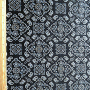 Bandana Foil on Black Nylon Spandex Swimsuit Fabric - 22" Remnant