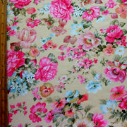 Beautiful Vintage Rose Print on Yellow Nylon Lycra Swimsuit Fabric