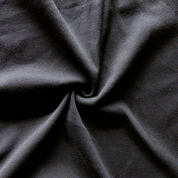 Black 2x1 Cotton Heavy Rib Knit Fabric