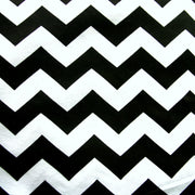 Black Chevrons on White Jersey Knit Fabric - 34" Remnant
