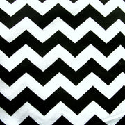 Black Chevrons on White Jersey Knit Fabric - 34" Remnant