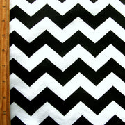 Black Chevrons on White Jersey Knit Fabric - 34" Remnant