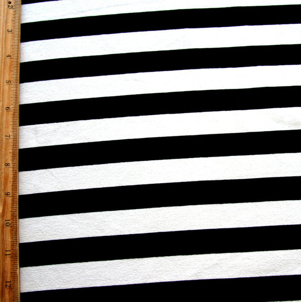 Black and Ivory Stripes Rayon Lycra Jersey Knit Fabric