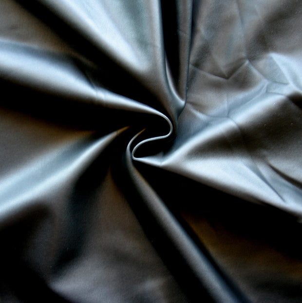 Shiny Black Faux Leather Nylon Lycra Swimsuit Fabric