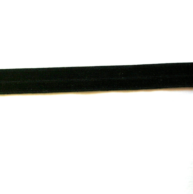 Black 1/2" wide Fold-Over Elastic