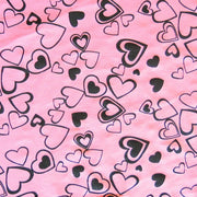 Black Hearts on Pink Cotton Spandex Knit Fabric
