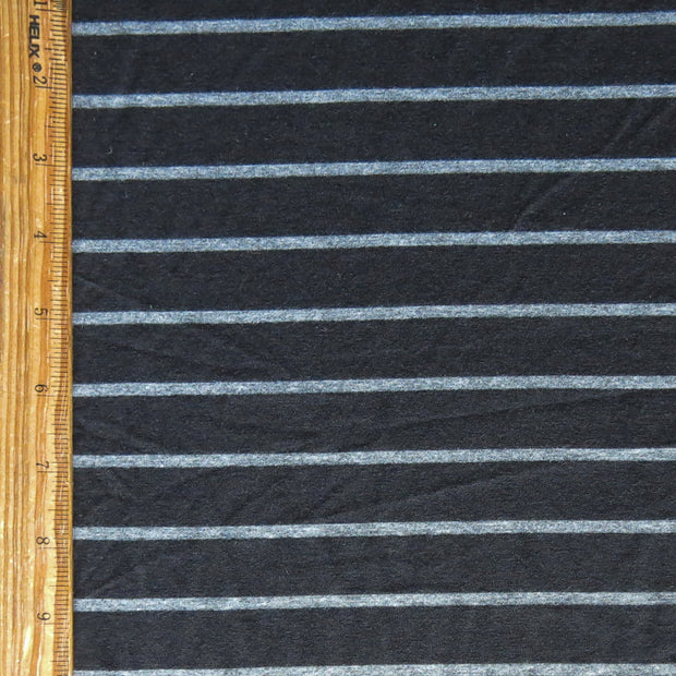 Black/Heathered Charcoal Grey Stripe Bamboo Lycra Jersey Knit Fabric
