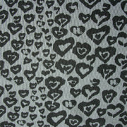 Black HJ Hearts on Dark Grey Cotton Thermal Knit Fabric