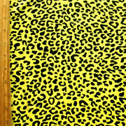 Black Leopard Print on Yellow Knit Fabric