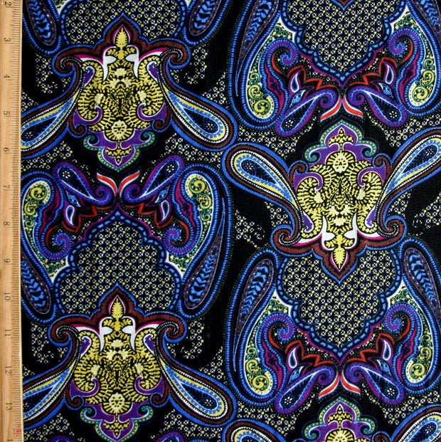 Black Magic Paisley Cotton Lycra Knit Fabric