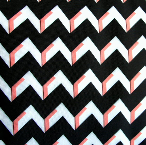Black/Peach Chevron Swimsuit Fabric