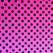 Black Polka Dots on Hot Pink Nylon Spandex Swimsuit Fabric