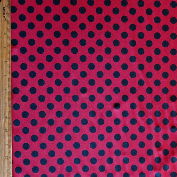 Black Polka Dots on Red Nylon Spandex Swimsuit Fabric