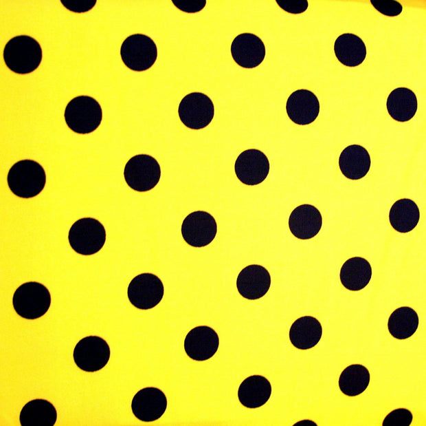 Black Polka Dots on Yellow Nylon Lycra Swimsuit Fabric