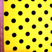 Black Polka Dots on Yellow Nylon Lycra Swimsuit Fabric