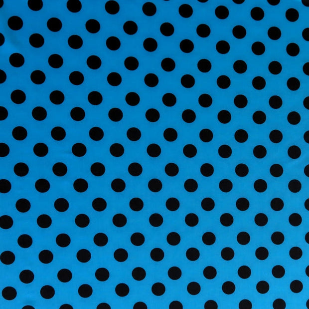 Black Polka Dots on Turquoise Blue Nylon Spandex Swimsuit Fabric