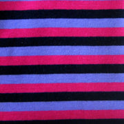 Black, Fuschia, Purple Stripes Cotton Lycra Knit Fabric - 34" Remnant Piece