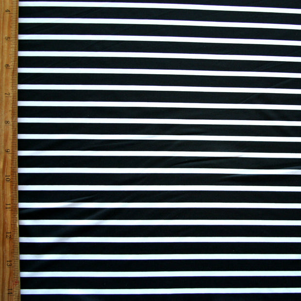 Black Thick and White Thin Stripes Nylon Lycra Swimsuit Fabric