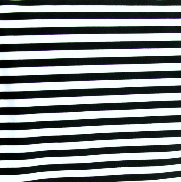 Black and White 1/4" Stripe Nylon Spandex Swimsuit Fabric