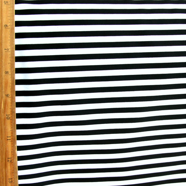 Black and White 1/4" Stripe Nylon Spandex Swimsuit Fabric