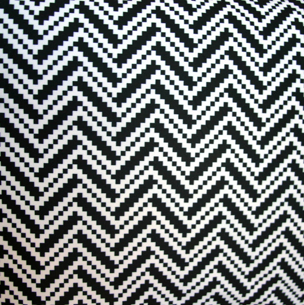 Black/White Digital Zig Zags Nylon Lycra Swimsuit Fabric