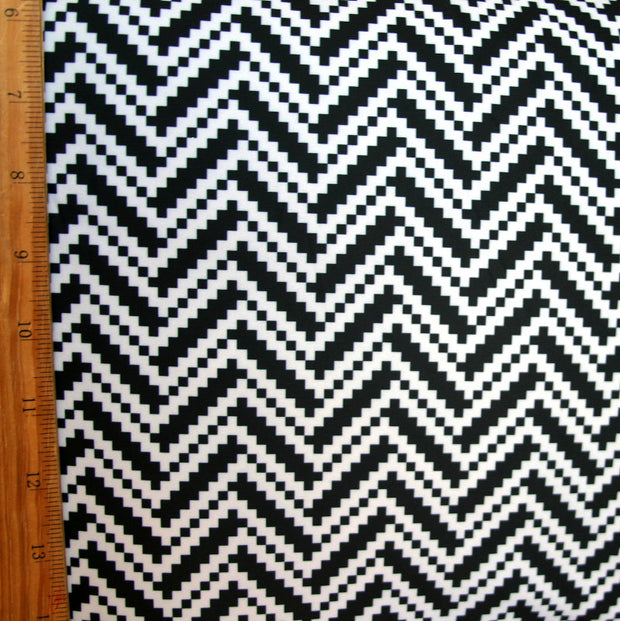 Black/White Digital Zig Zags Nylon Lycra Swimsuit Fabric