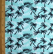 Small Black and White Palm Trees on Mint Nylon Lycra Swimsuit Fabric - 18" Remnant