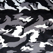 Black, Grey, and Silver Camo Microfiber Boardshort Fabric