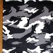 Black, Grey, and Silver Camo Microfiber Boardshort Fabric
