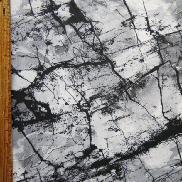 Black, Grey, Off White Marble Nylon Spandex Swimsuit Fabric