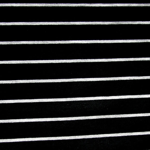 Black/Heathered Grey Stripe Bamboo Lycra Jersey Knit Fabric