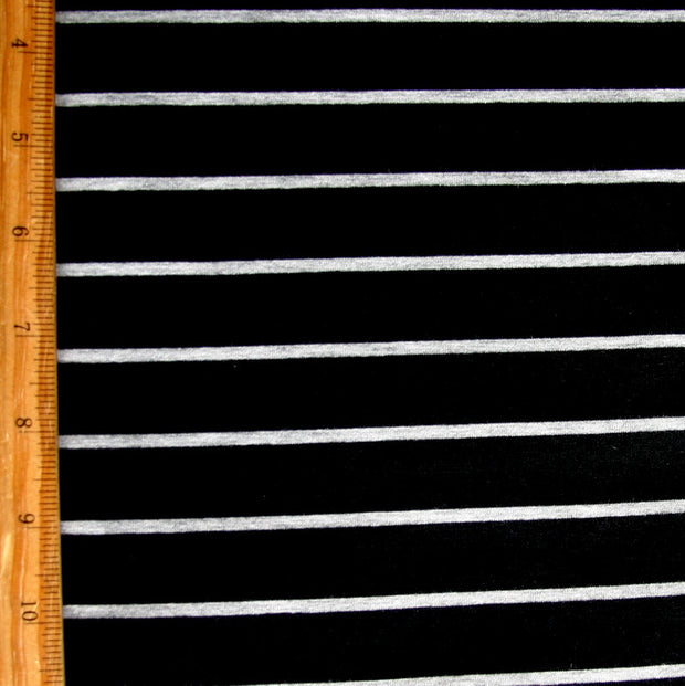 Black/Heathered Grey Stripe Bamboo Lycra Jersey Knit Fabric