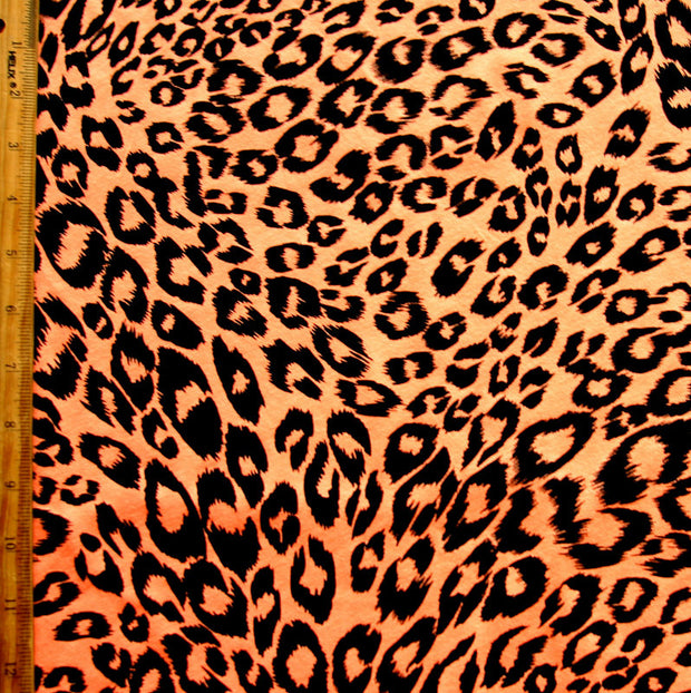 Black Leopard on Fluorescent Orange Knit Fabric