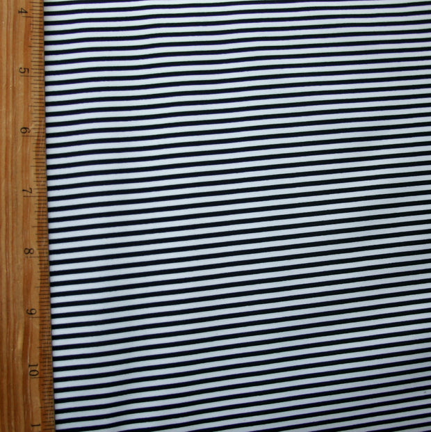 Black/Off White Mini Stripes Nylon Lycra Swimsuit Fabric