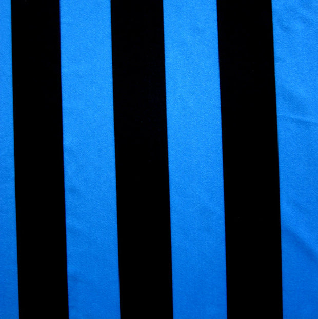 Royal Blue and Black Vertical 1 5/8" Stripe Swimsuit Fabric