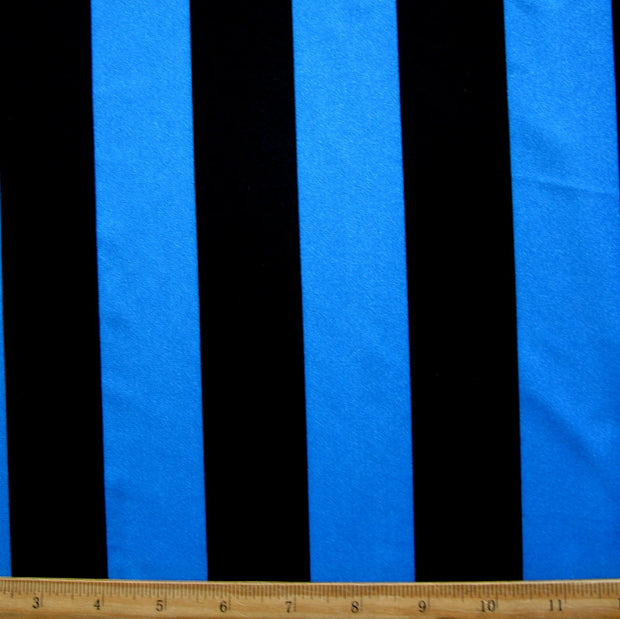 Royal Blue and Black Vertical 1 5/8" Stripe Swimsuit Fabric