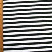 Black and White 3/8 inch wide Stripe Cotton Lycra Knit Fabric - 25" Remnant
