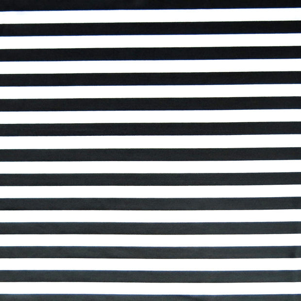 Black and White 1/2 Stripe Nylon Spandex Swimsuit Fabric