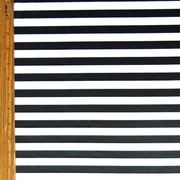 Black and White 1/2 Stripe Nylon Spandex Swimsuit Fabric