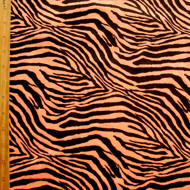 Black Zebra on Fluorescent Orange Knit Fabric