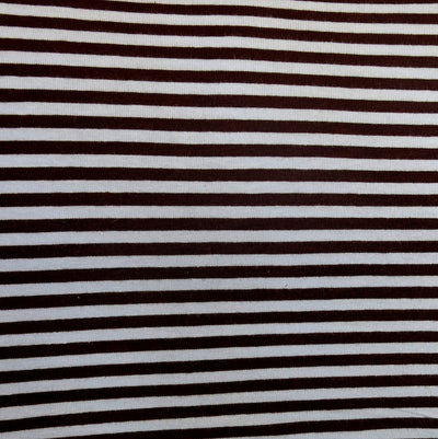 Brown and Blue 3/16" wide Stripe Cotton Lycra Knit Fabric