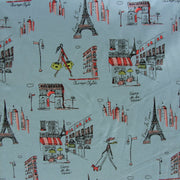 Blue Cafe du Paris Cotton Lycra Knit Fabric