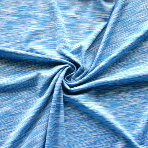 Blue Fizz Space Dye Poly Lycra Knit Fabric