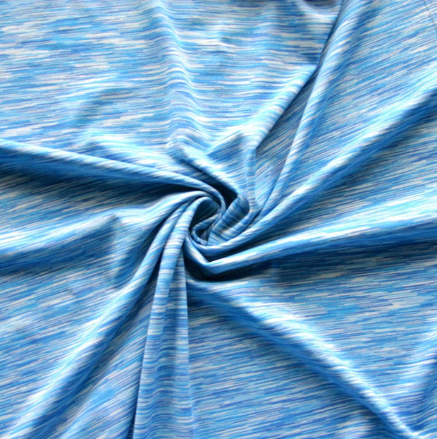 Blue Fizz Space Dye Poly Lycra Knit Fabric - 28" Remnant