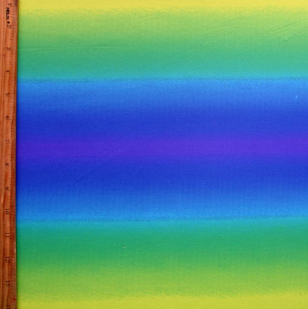 Blue, Green, Yellow Ombre Stripe Nylon Lycra Swimsuit Fabric - 24" Remnant